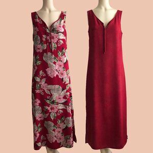 Double-Sided Maxi Floral Red Dress